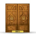 บานประตูไม้สักอบแห้ง เกรดA (บานคู่) SD071